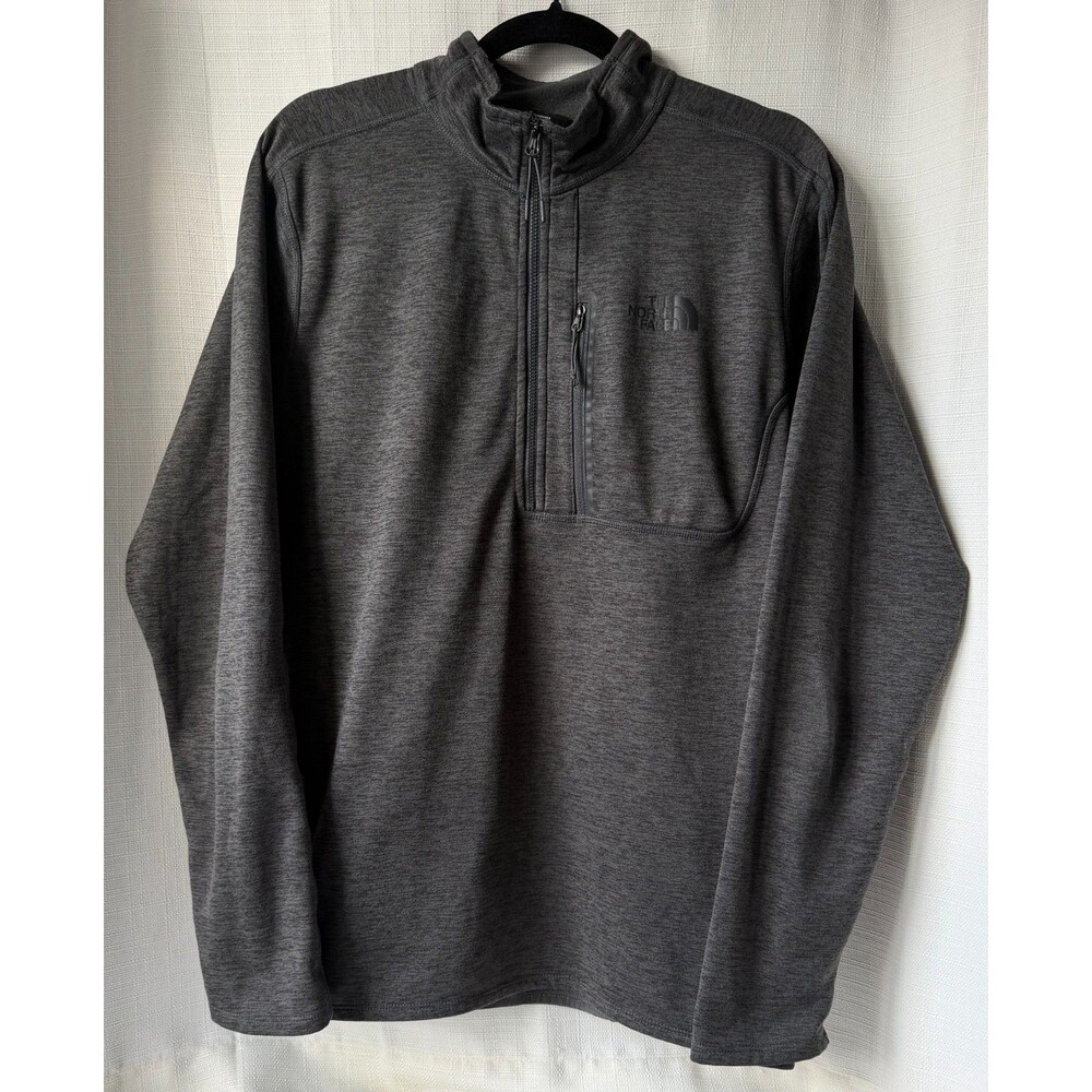 The North Face Men’s Large 1/4 Zip Fleece Pullover Gray Heather Chest Pocket